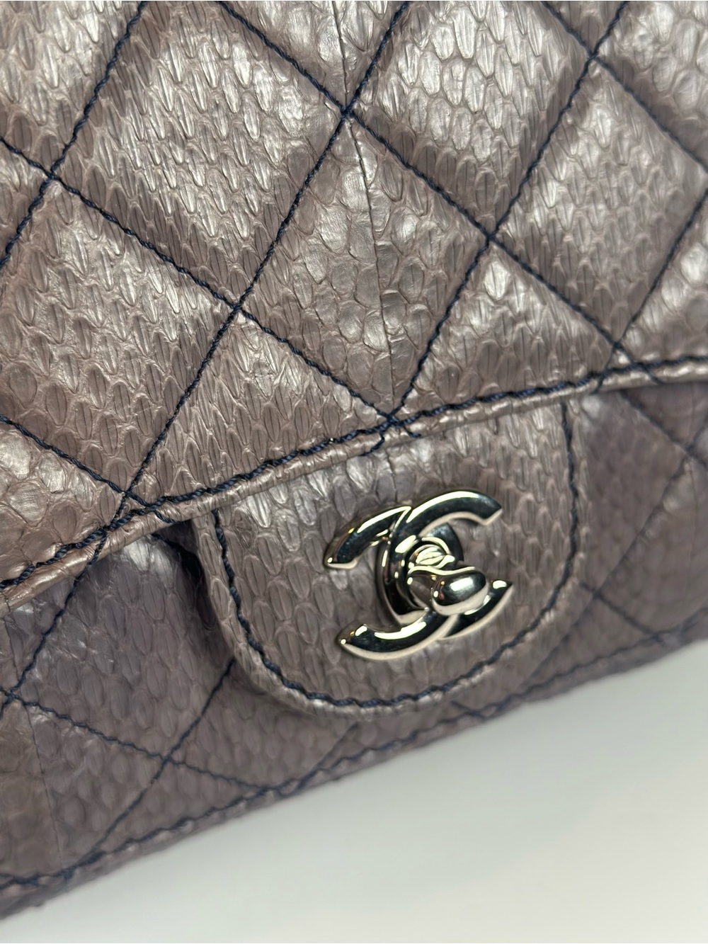 Authentic Python Chanel Metallic Large Shoulder Bag - Picture 8 of 16